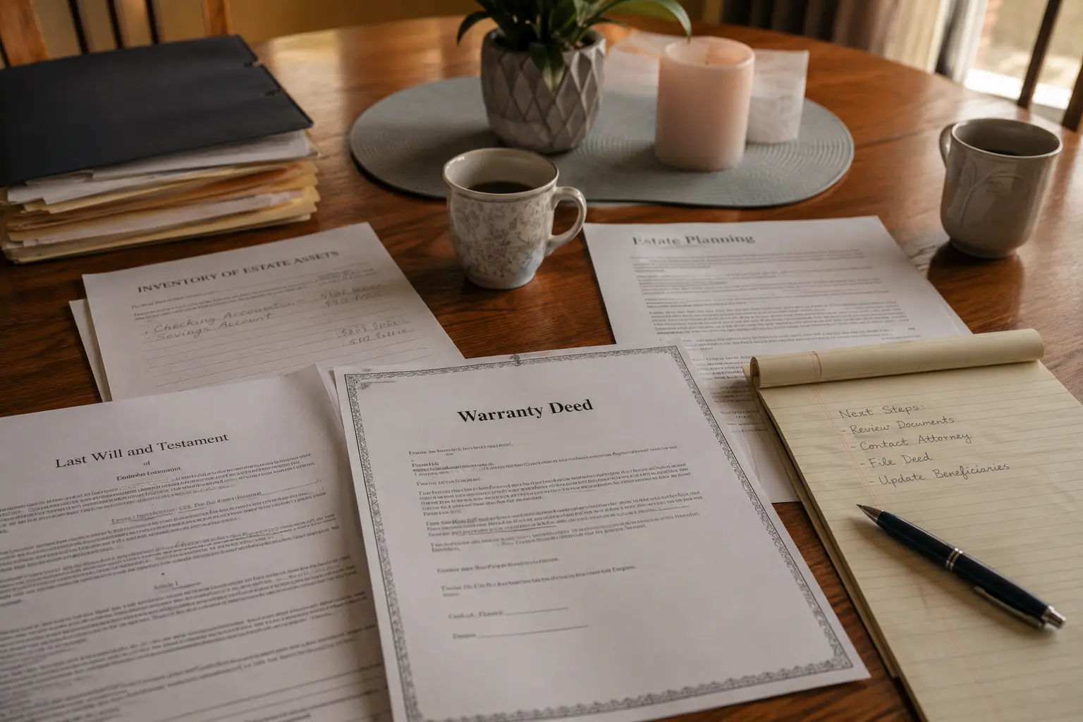 maryland-heirs-estate-documents-decision Maryland heirs reviewing estate documents and a deed to decide on a sale
