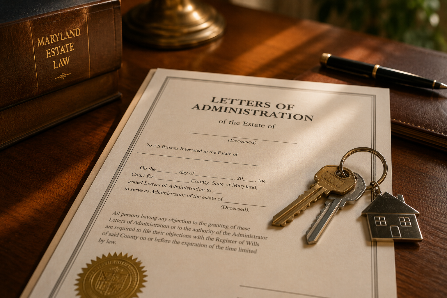Maryland Letters of Administration authorize the sale of an estate home