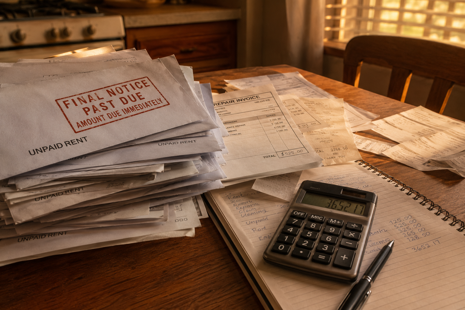 Tired landlord Maryland rental unpaid rent and repair paperwork