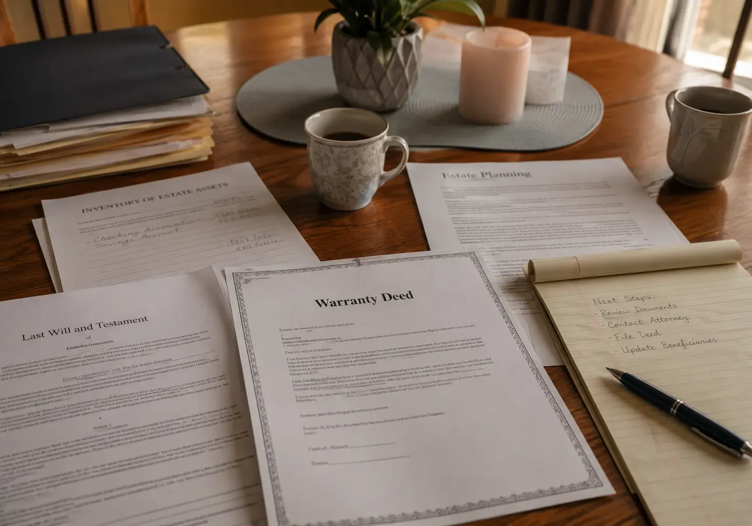 Maryland heirs reviewing estate documents and a deed to decide on a sale