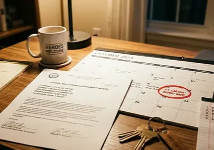 Relocation orders and house keys Maryland — guaranteed closing date before report date